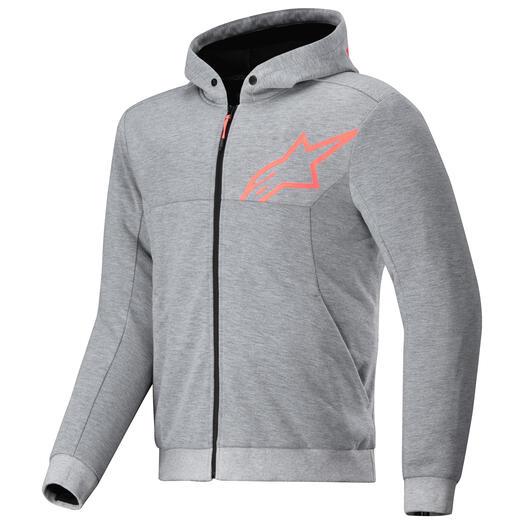 ALPINESTARS Chrome V2 Sport Hoodie-Gray Heather/Fluo Red 1