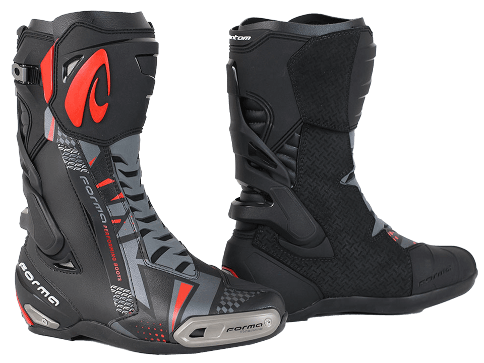 Forma Phantom Motorcycle Roadracing Boots Black/Gray/Red (non-perforated) 1